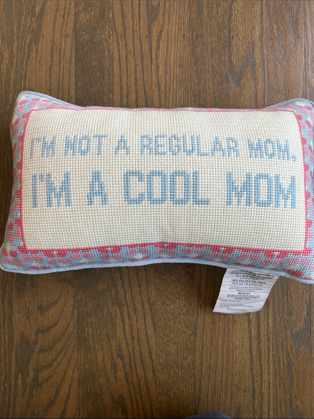 Rachel Zoe Pink and Light Blue 'I'm a Cool Mom' Accent Pillow